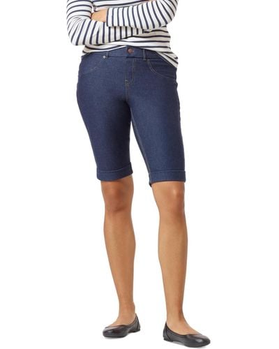 Hue Cuffed Essential Pull-on Denim Shorts - Blue