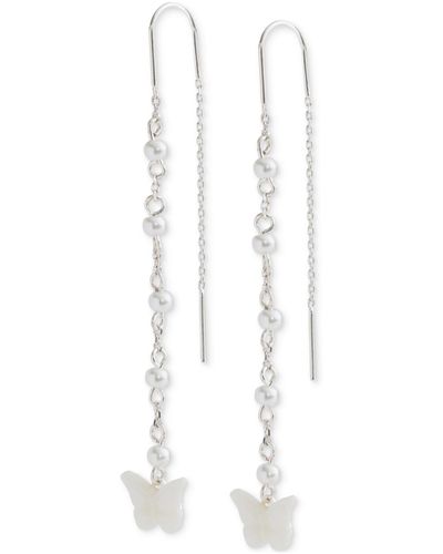 Lucky Brand Tone Mother-of-pearl Butterfly Threader Earrings - White