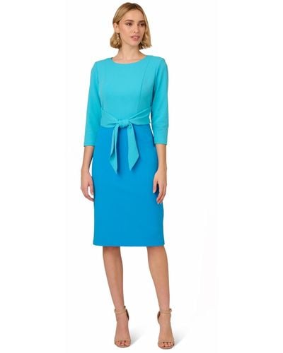 Adrianna Papell Colorblocked Tie-waist Midi Dress - Blue