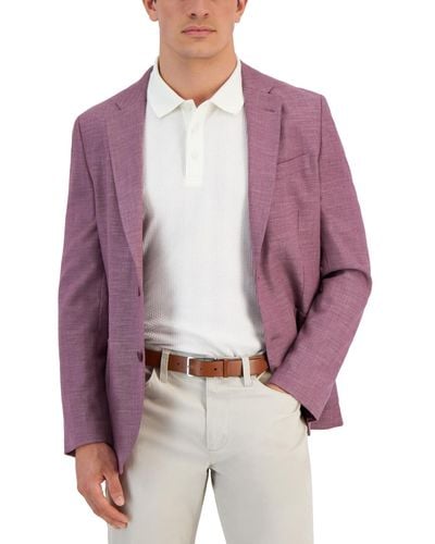 Nautica Modern-fit Active Stretch Solid Pink Sport Coat - Purple