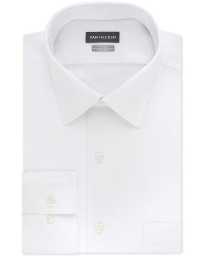 Van Heusen Fitted Stretch Wrinkle Free Sateen Solid Dress Shirt - White