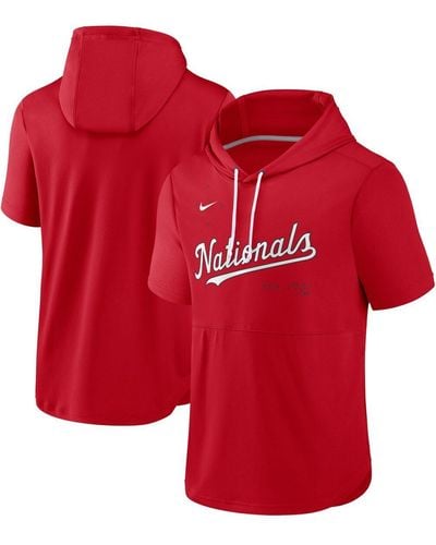 Nike Washington Nationals Springer Short Sleeve Team Pullover Hoodie - Red