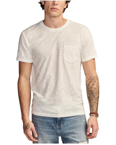 Lucky Brand Linen Short Sleeve Pocket Crew Neck T-shirt - White