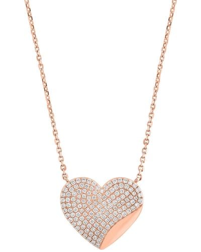 Effy Effy Diamond Pave Heart Pendant Necklace (1/2 Ct. T.w. - Metallic