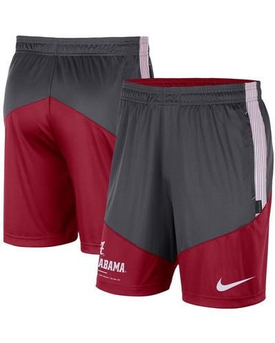 Nike Charcoal And Crimson Alabama Crimson Tide Team Performance Knit Shorts - Red