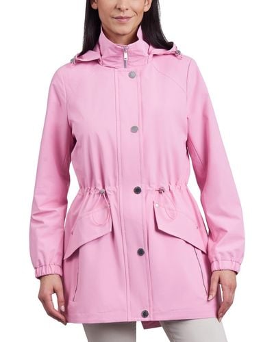 London Fog Water-resistant Hooded Anorak Coat - Pink