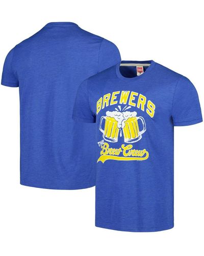 Homage Milwaukee Brewers Doddle Collection The Brew Crew Tri-blend T-shirt - Blue