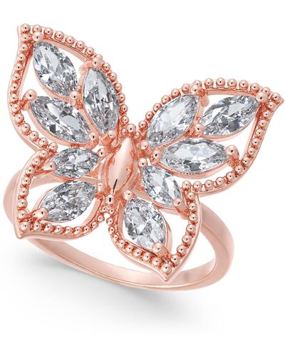 Charter Club Crystal Butterfly 18k Plate Ring - Metallic