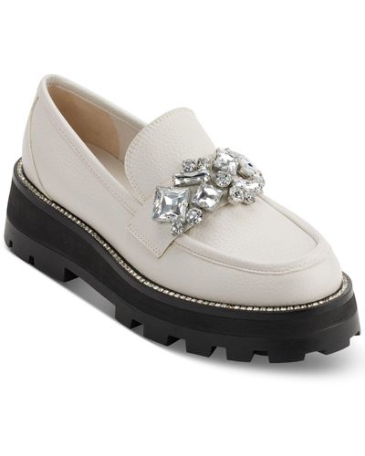 Karl Lagerfeld Marcia Slip-on Embellished Loafer Flats - White