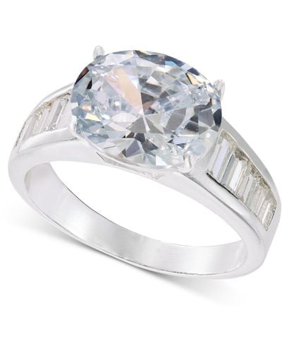 Charter Club Silver-tone Oval & Baguette Cubic Zirconia Ring - White