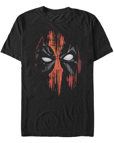 Fifth Sun Marvel Deadpool Painted Big Face Short Sleeve T-shirt - Black