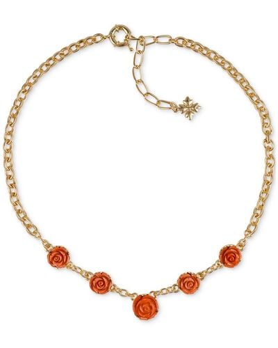 Patricia Nash Gold-tone Carved Rose Statement Necklace - Metallic