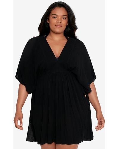 Lauren by Ralph Lauren Plus Size Tunic Swim Cover-up Dress - Black