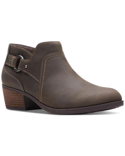 Clarks Charleton Grace Buckled Ankle Booties - Brown
