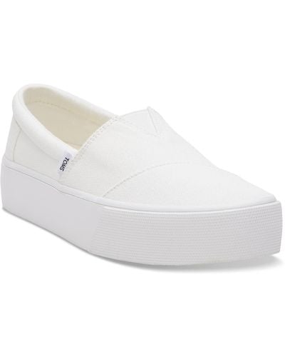 TOMS Fenix Canvas Slip On Platform Sneakers - White