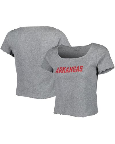Boxercraft Arkansas Razorbacks Baby Rib Lettuce-edge Trim T-shirt - Gray