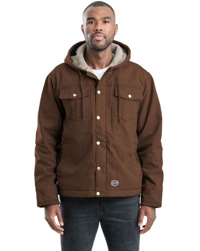 Bernè Big & Tall Vintage Washed Sherpa-lined Hooded Jacket - Brown