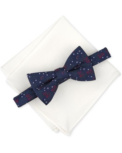 BarIII Weldon Floral Bow Tie & Pocket Square Set - Blue