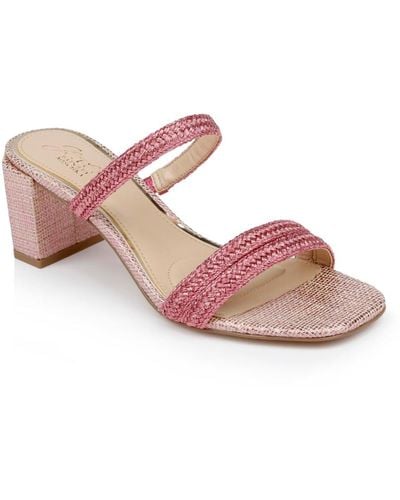 Badgley Mischka Heat Block Heel Slide Evening Sandals - Pink