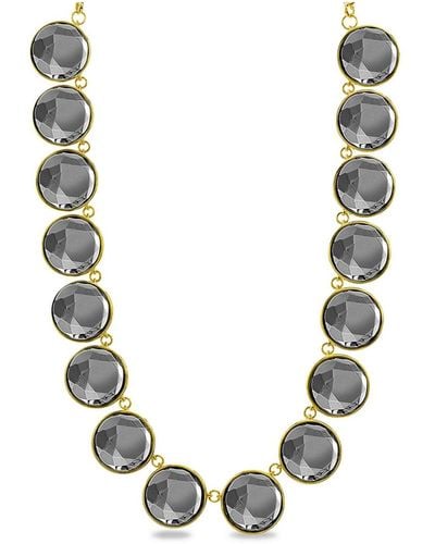 Kensie Circle Stone Necklace - Metallic