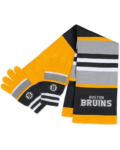 WEAR by Erin Andrews Boston Bruins Stripe Glove And Scarf Set - Orange