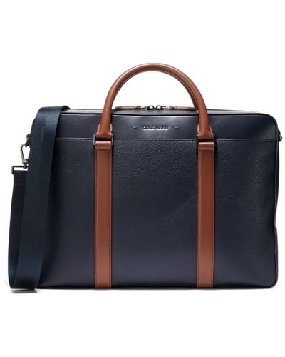 Cole Haan Triboro Medium Leather Briefcase Bag - Blue
