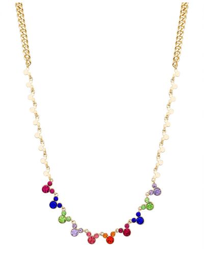 Disney Multi Color Crystal Mickey Mouse Necklace - Metallic
