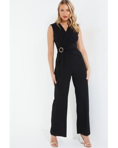 Quiz Palazzo Jumpsuit With Embellished Buckle - Blue