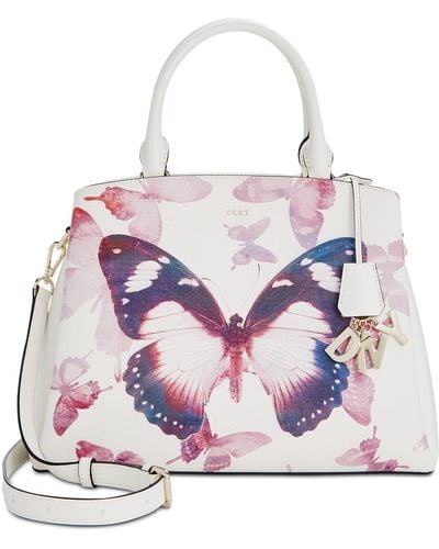 DKNY Paige Medium Leather Butterfly Satchel, Created For Macy's - White