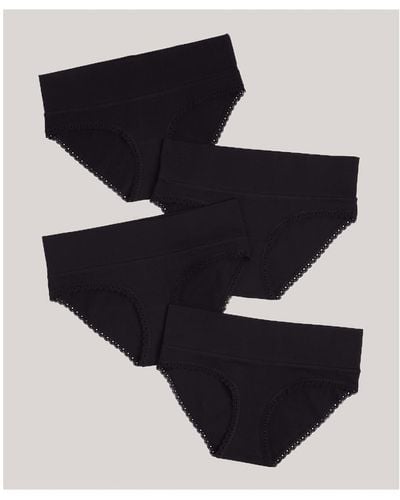 Pact Cotton Maternity Foldover Hipster 4-pack - Black