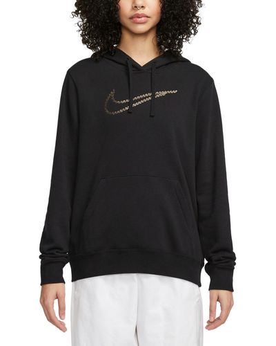 Nike Sportswear Club Fleece Premium Essential Loose Shine Pullover Hoodie - Black