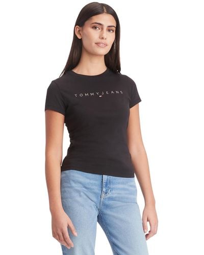 Tommy Hilfiger Cotton Slim-fit Tonal-logo T-shirt - Black