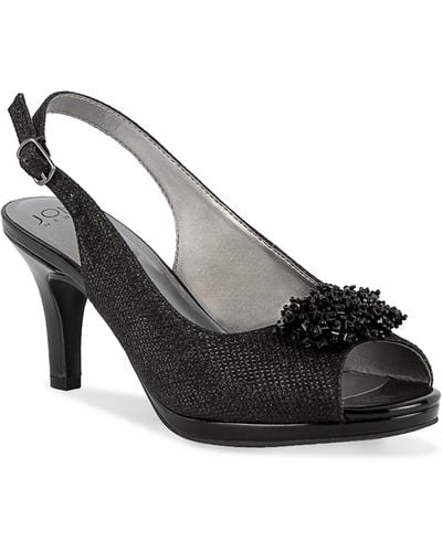 Jones New York Breena Embellished Peep Toe Slingback Pumps - Black