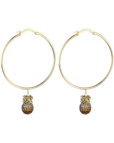 Noir Jewelry Cubic Zirconia Pineapple Hoop Earring - Metallic