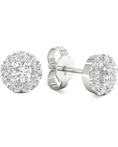 Forever Grown Diamonds Lab-created Diamond Halo Cluster Stud Earrings (1/2 Ct. T.w. - Metallic