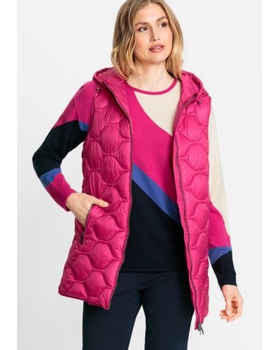 Olsen Long Line Quilted Vest Coat - Pink