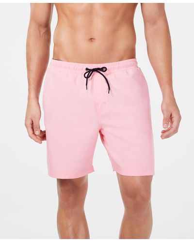 Club Room Quick-dry Performance Solid 7" Swim Trunks - Pink