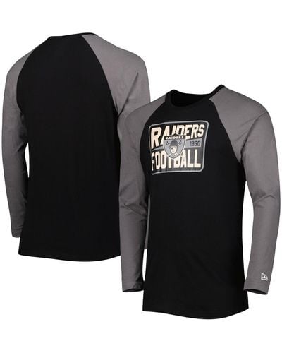 KTZ Las Vegas Raiders Throwback Raglan Long Sleeve T-shirt - Black