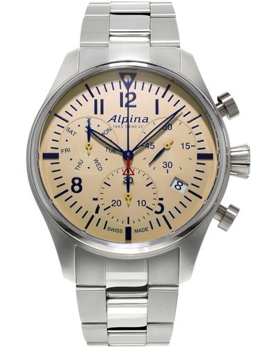 Alpina Swiss Quartz Chronograph Startimer Pilot Bracelet Watch 42mm - Metallic