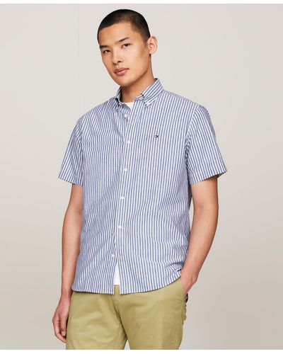 Tommy Hilfiger Regular-fit Candy Stripe Linen Shirt - Blue