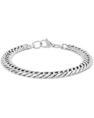 Steeltime Stainless Steel Cuban Link Chain Bracelet - Metallic
