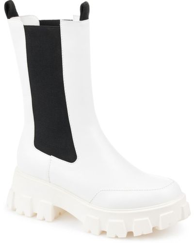 Journee Collection Vista Lug Sole Boots - White