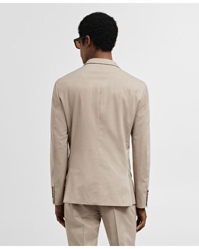 Mango Super Slim-fit Stretch Fabric Suit Blazer - Natural