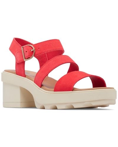 Sorel Joanie Block-heel Lug-sole Sandals - Red