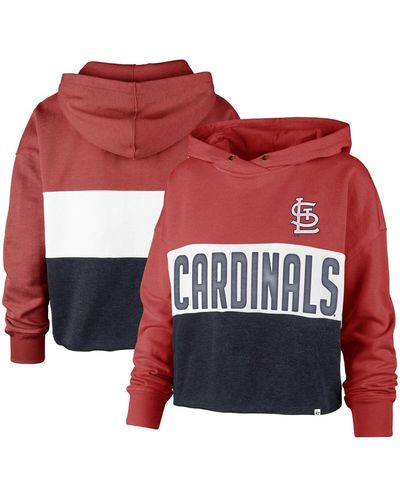'47 '47 Heathered Red And Heathered Navy St. Louis Cardinals Lizzy Cropped Pullover Hoodie