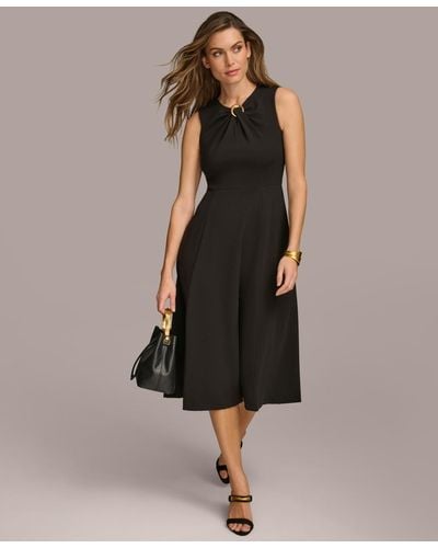 Donna Karan O-ring Fit & Flare Dress - Black