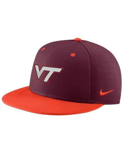 Nike Virginia Tech Hokies Aero True Baseball Performance Fitted Hat - Red