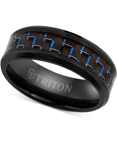 Triton Blue Carbon Fiber Inlay Comfort Fit Band - Black