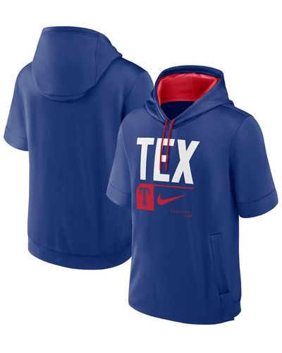Nike Royal Texas Rangers Tri Code Lockup Short Sleeve Pullover Hoodie - Blue