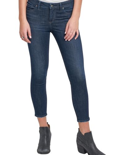 Silver Jeans Co. Banning Mid Rise Skinny Cropped Jeans - Blue